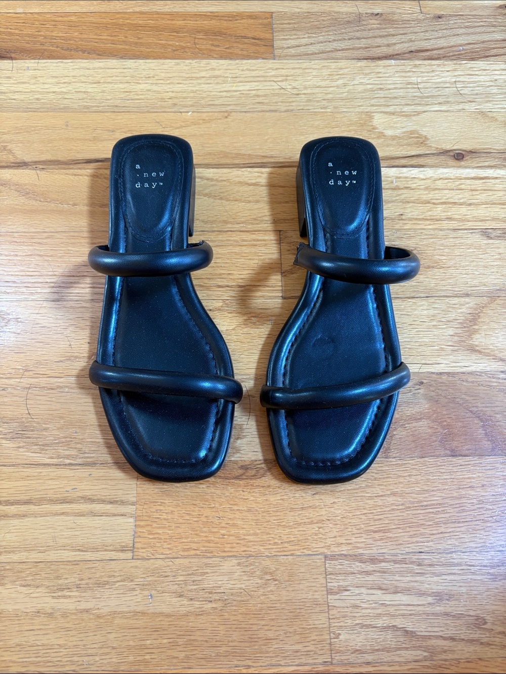 Target A New Day Black Padded Double-Strap Slide Sandals size 7 1/2